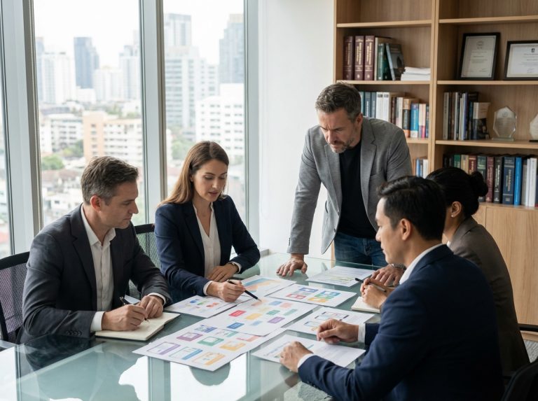 Groupe de professionnels de la publicité en réunion