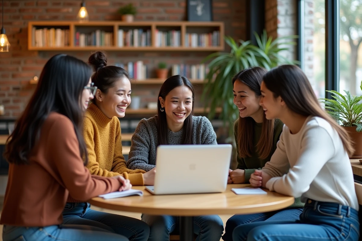 Groupe de jeunes adultes discutant autour d