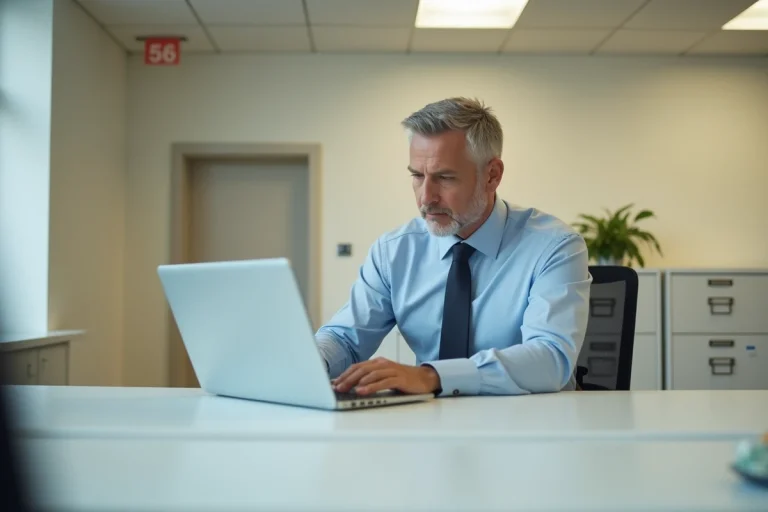 Homme d'affaires en bureau fermé et sobre