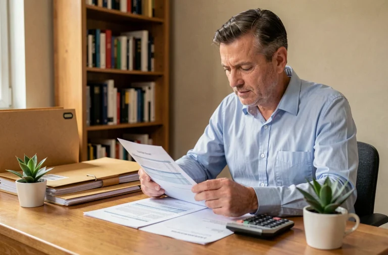 Propriétaire bailleur analysant ses documents fiscaux liés aux revenus locatifs meublés en France